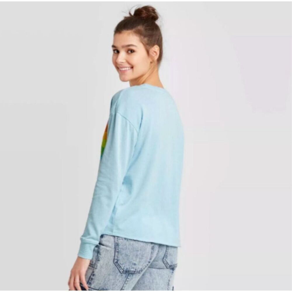 ✨Polaroid Blue Retro Light Crewneck Sz XL Blue Sweatshirt✨ - Picture 2 of 11